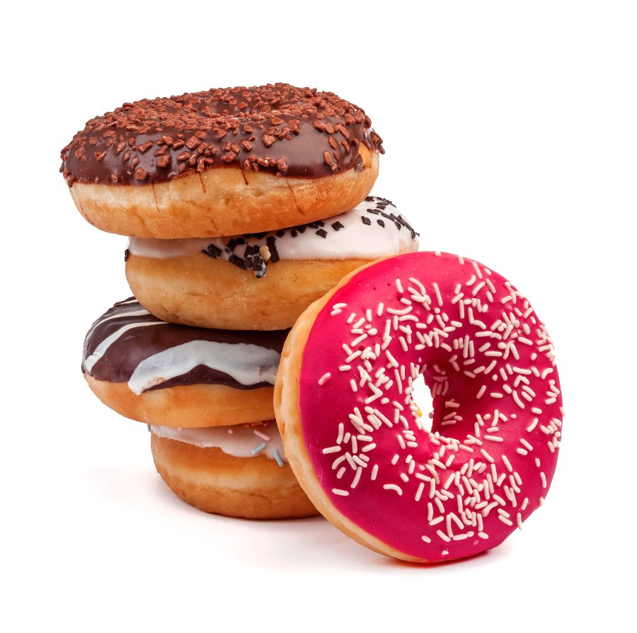 four slide donut isolated on white background
